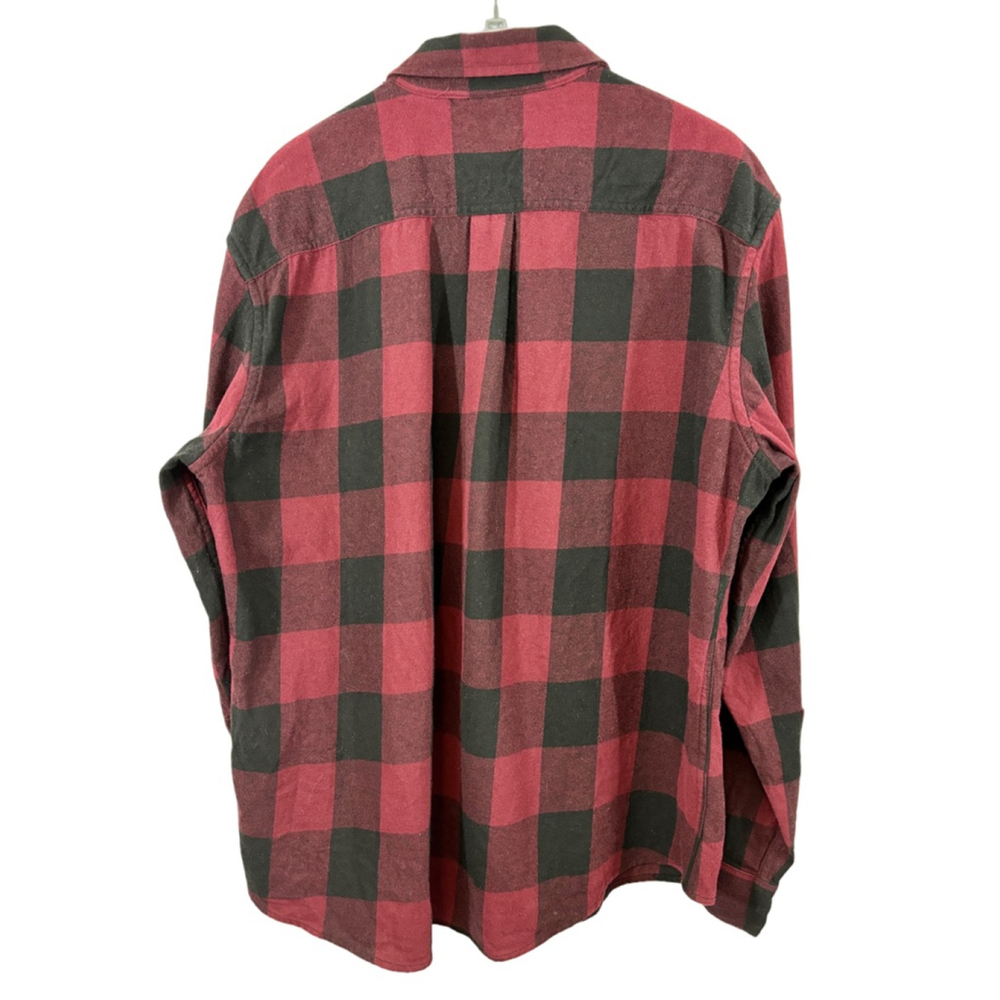 Men’s Eddie Bauer Red Black Buffalo Plaid Flannel Button Down Shirt Large - Picture 2 of 5